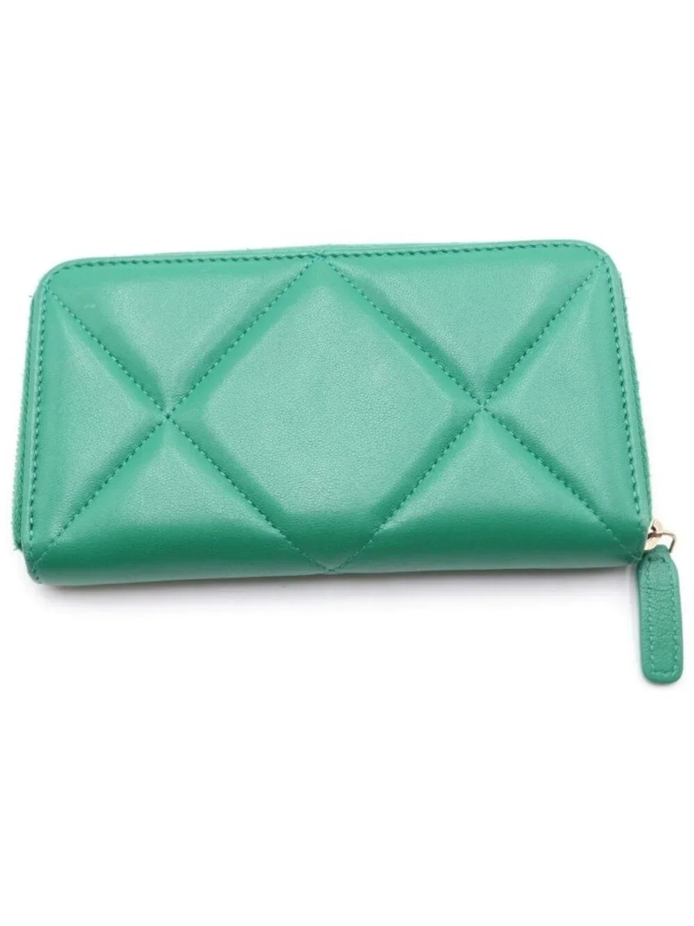 Chanel Chain Coco Wallet Card Case Green Leather Gold